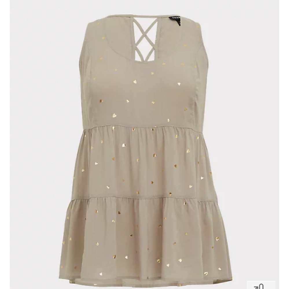 Torrid Tunic Tank w Gold Hearts sz 2